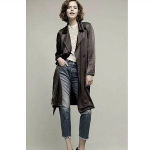 Ghost London | Gray Slinky Slouchy Tench Coat Jacket